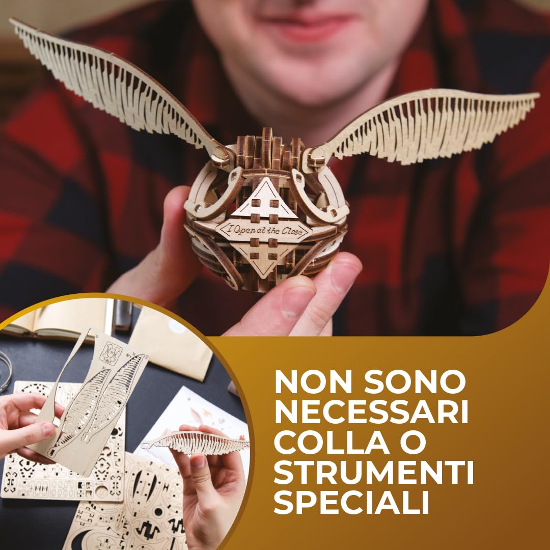 UGEARS Puzzle in legno 3D per adulti – Harry Potter, Kit Puzzle 3D Harry Potter, 120 Pezzi, 14.5 x 22 cm, Età: 14 anni e su