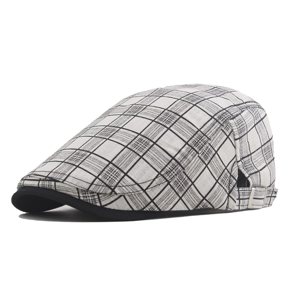 Quanhaigou Men's Cotton Flat Ivy Gatsby Newsboy Driving Hat Adjustable Irish Cabbie Ivy Driving Hunting Cap