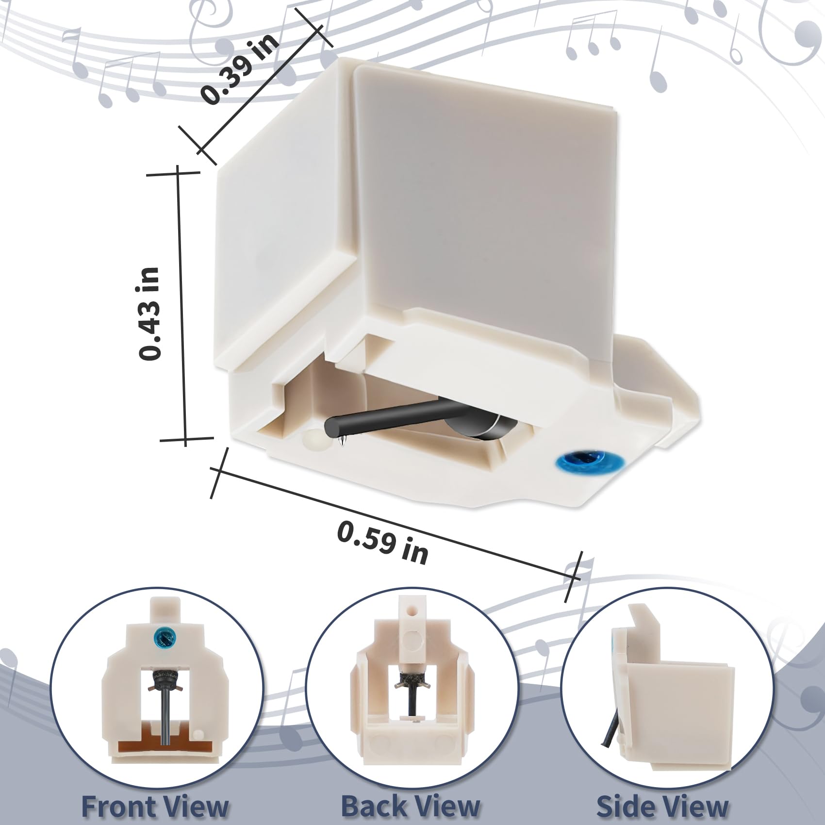 Confezione da 2 puntine di ricambio per giradischi ATN3600L, Windspeed compatibile con Audio-Technica AT-LP60X, AT-LP60XBT e AT-LP60XBT-USB