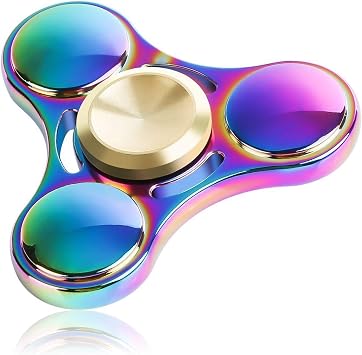 JUNAN Metal Rainbow Hand Spinners EDC Fidget Spinner Stress Reducer with High-Speed Bearing Fidget Finger Toys for ADHD Focus Anxiet