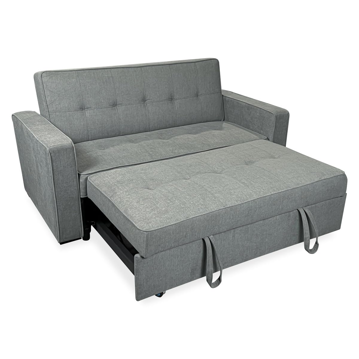 amuéblate Online - Sofá Cama de 2 Plazas Modelo Lite, Diseño Moderno, Práctico, Cómodo y Funcional, con Reposabrazos, Acabado en Gris