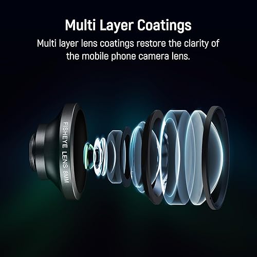 Miniatura 7 de NEEWER Lente de teléfono HD 0.315 in ojo de pez solo para placa trasera de rosca de 0.669 in, gran angular de 220 compatible con SmallRig NEEWER