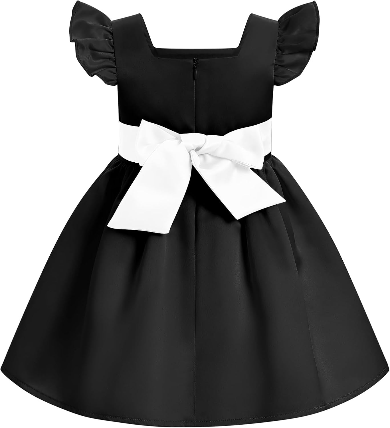 IBAKOM Baby Flower Girl Satin Formal Wedding Dress Contrast Color Bowknot Infant 1st Communion Dress Toddler Birthday Outfits