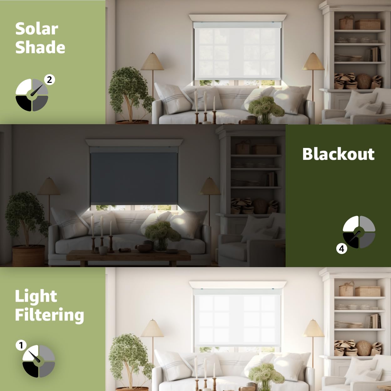 FOIRESOFT Tende oscuranti a rullo oscuranti senza fili [bianco, L 34 x H 121,9 cm] blocco oscuramento della stanza dalla luce solare durante il giorno e protezione UV, tende per finestre isolate