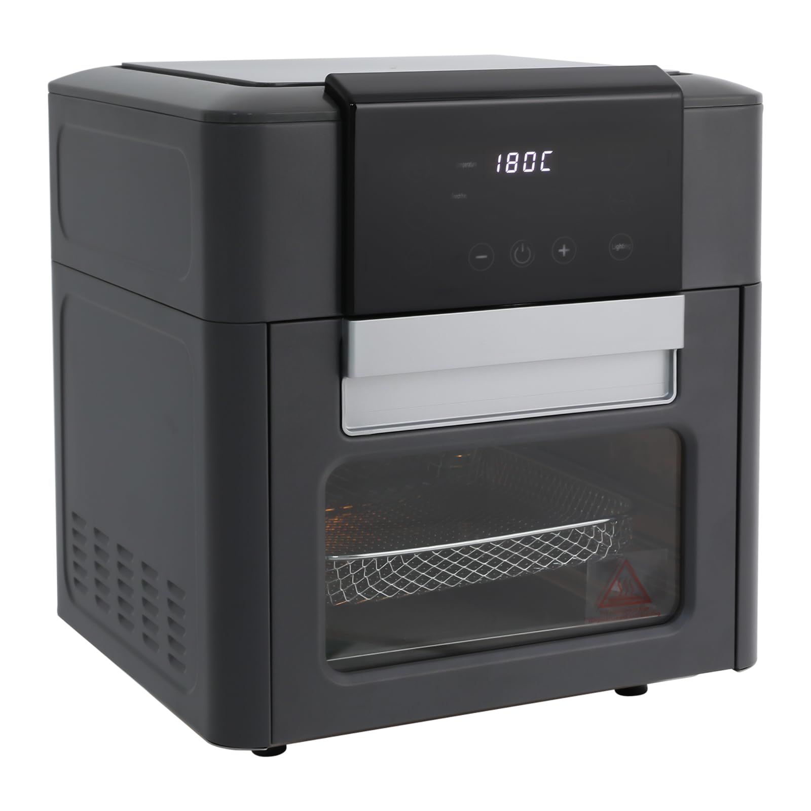 Horno de convección gris, 12 l, minihorno, freidora de aire caliente, mini horno, sin aceite, para hogares, cocinas, panaderías, restaurantes, 33 x 33,3 x 36 cm