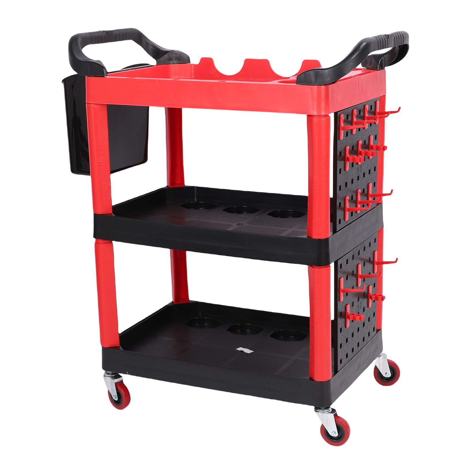 Carrello per la Pulizia dell'auto, Carrello Portautensili con Rotelle a 3 Livelli su Ruote, per Attrezzi Meccanico per Strumenti e Deposito per la Pulizia dell'auto, Ideale per Garage,