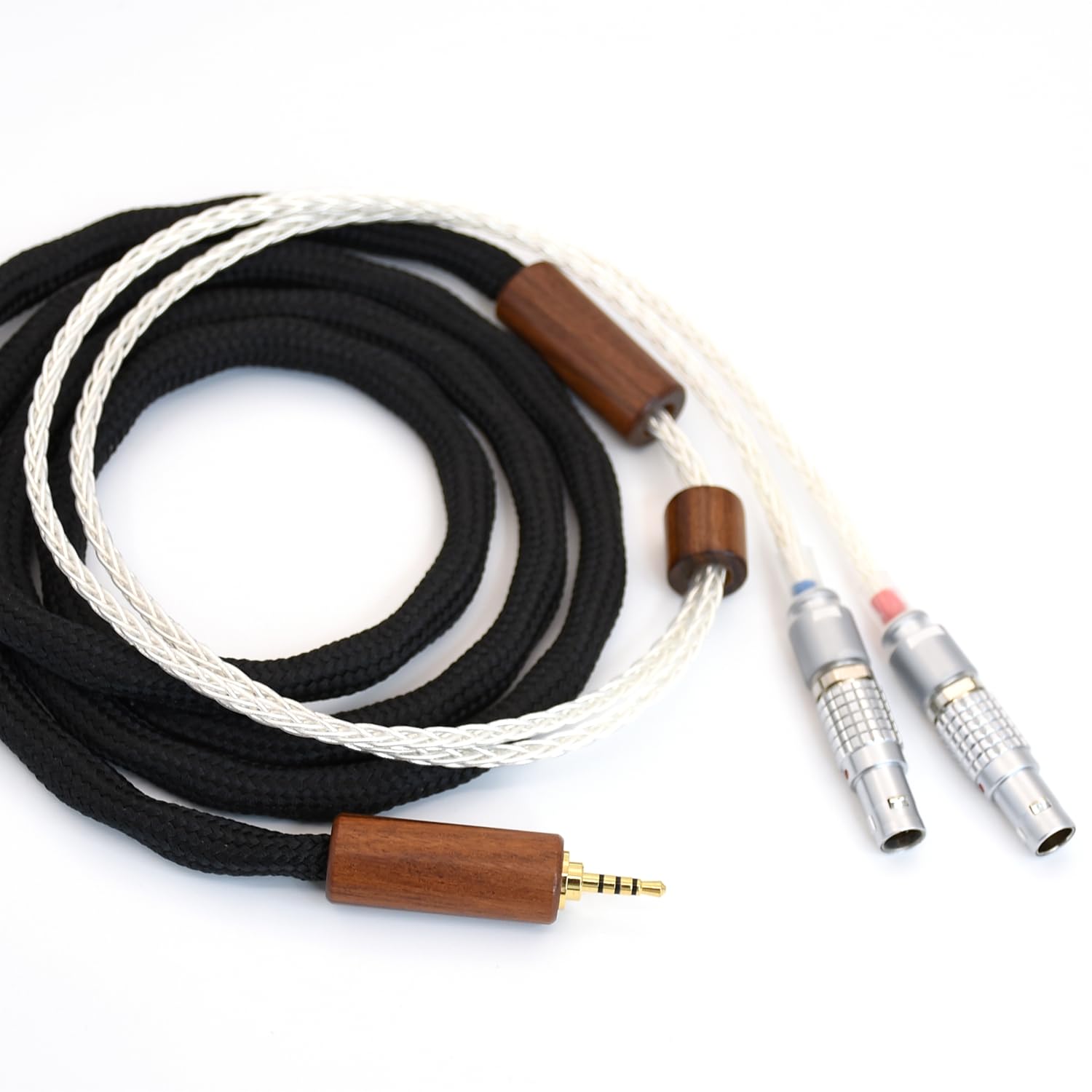 Black Braided Wood Shell Headphone Upgrade Cable for Focal Utopia Ultra (1/4 6.35MM, 1.2M)