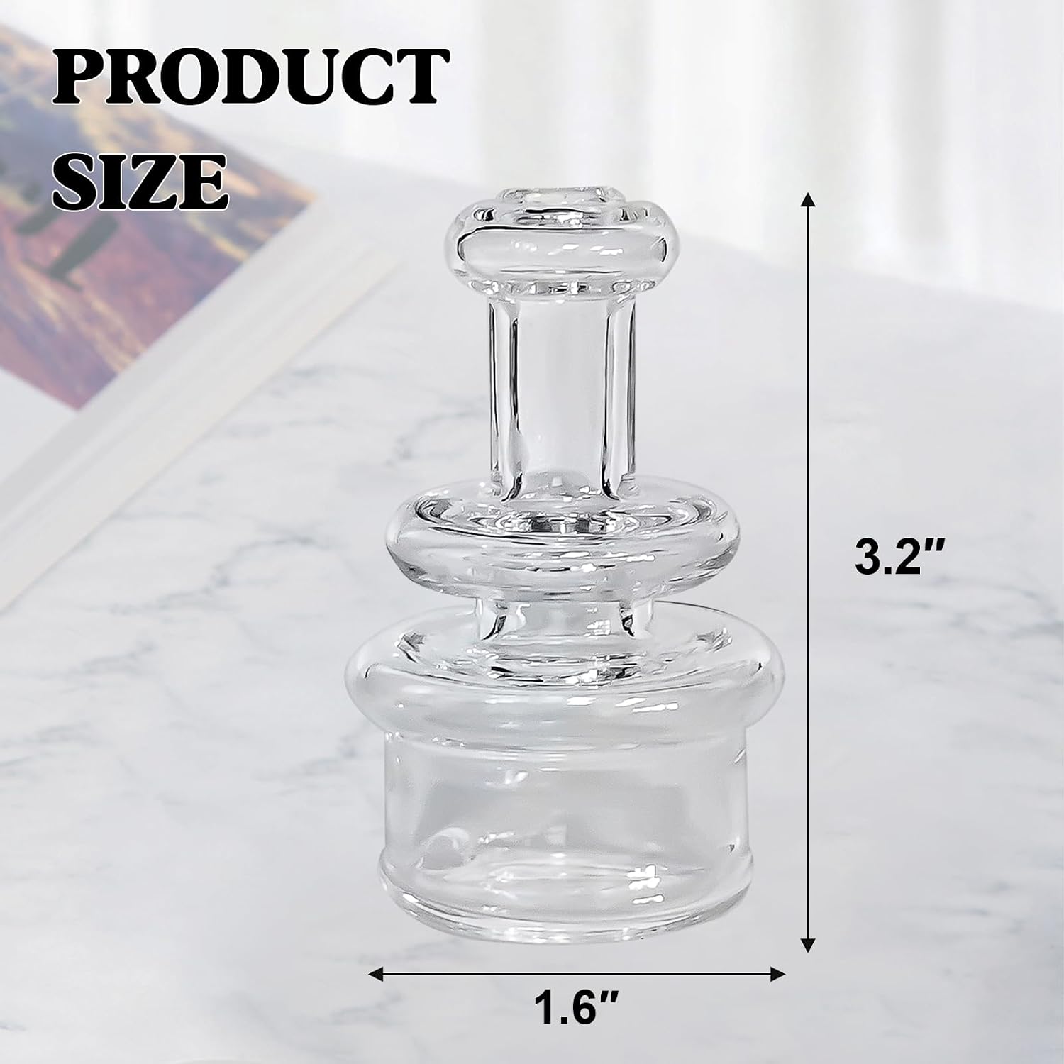 Glass Wine and Beverage Bottle Stoppers, Decorative Clear Candy Jars Lids, Glass Attachment Dry Top (Type A)