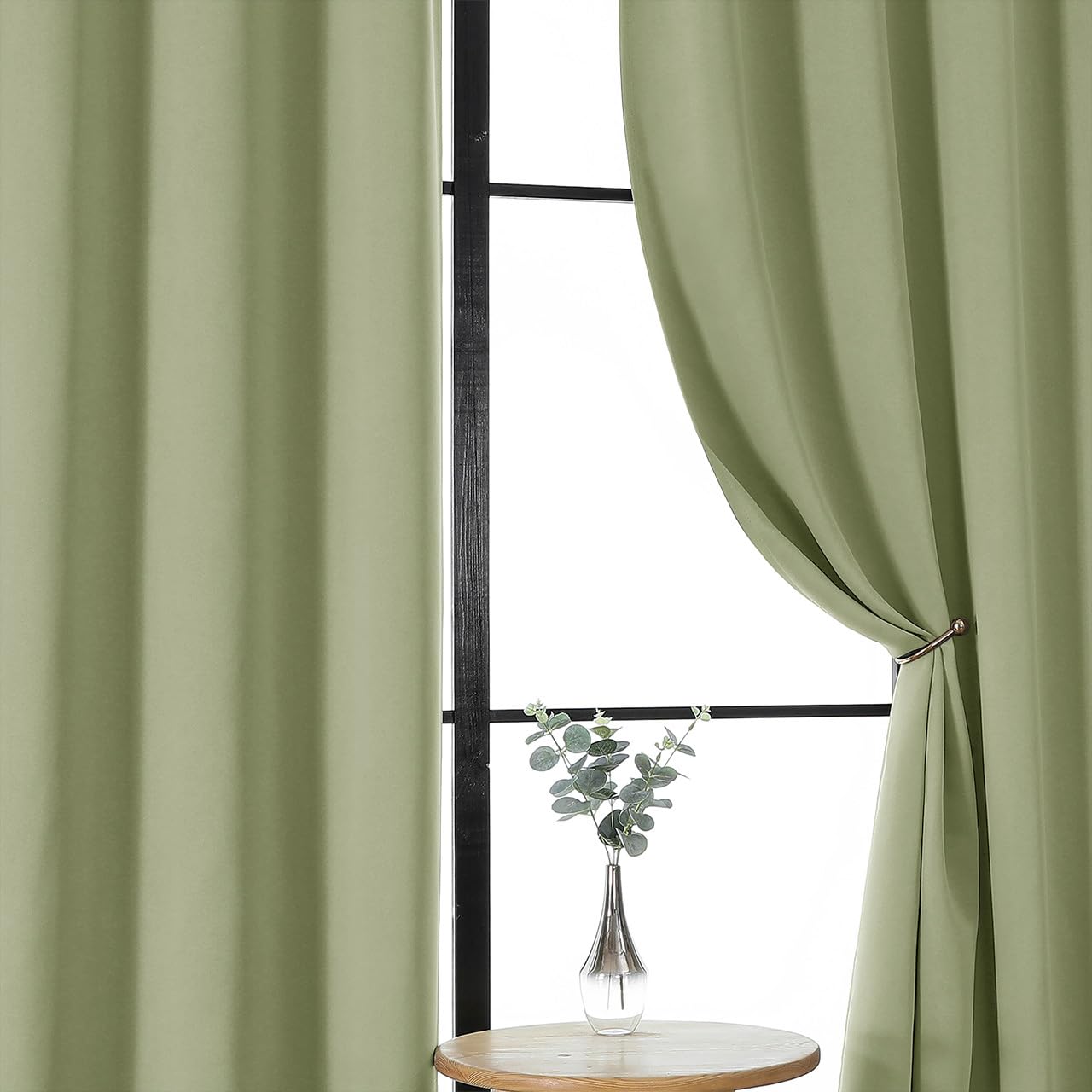 Condition photo showing New/Like New for gwine sage green blackout curtains for bedroom 84 inches long 2 panels set, solid noise reducing thermal insulated blackout curtains for living room with rod pocket, each