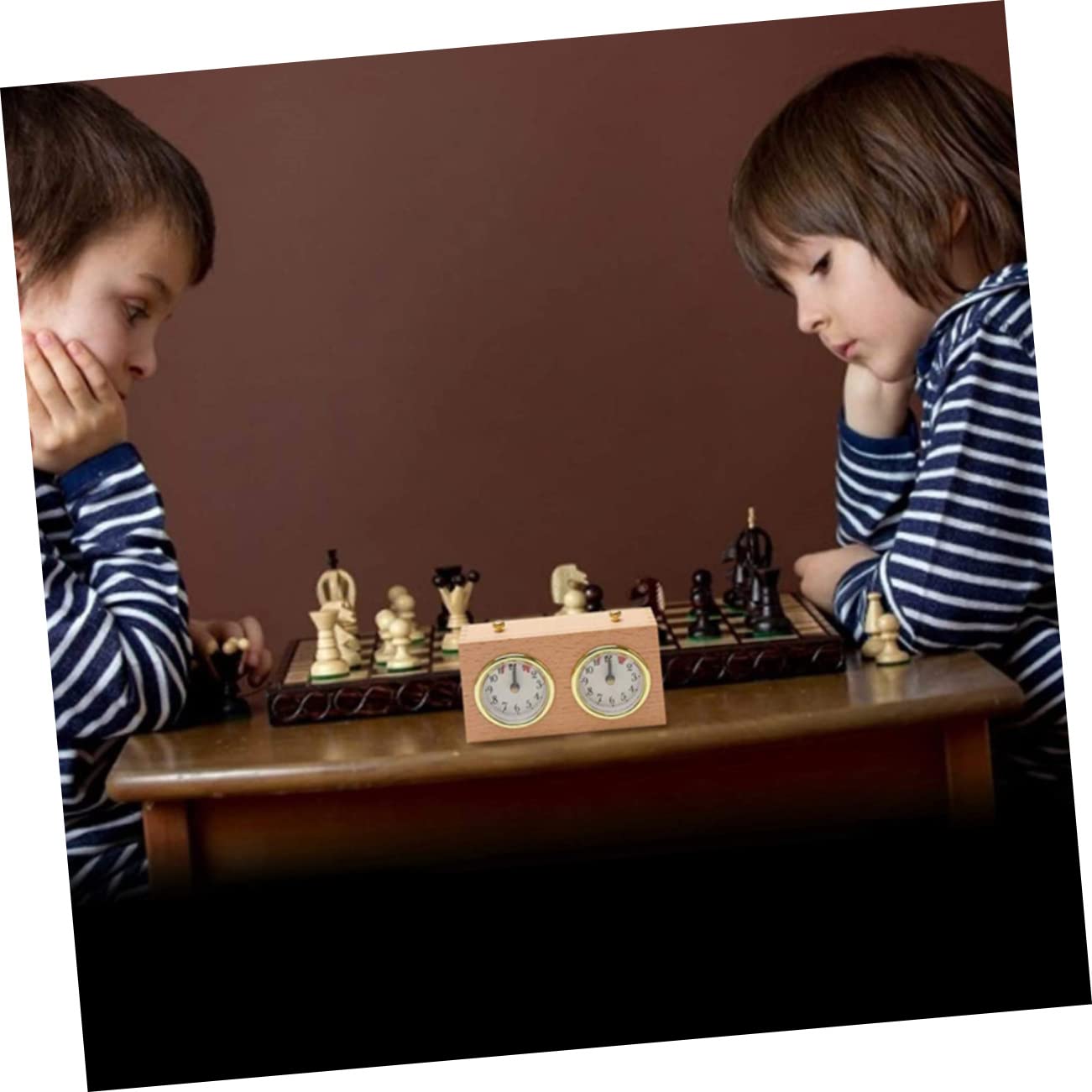 KOMBIUDA Horloge Échecs Mécanique en Bois Dispositif de Chronométrage D'échecs Simple et Portable pour Jeu de Société de Chinese Chess