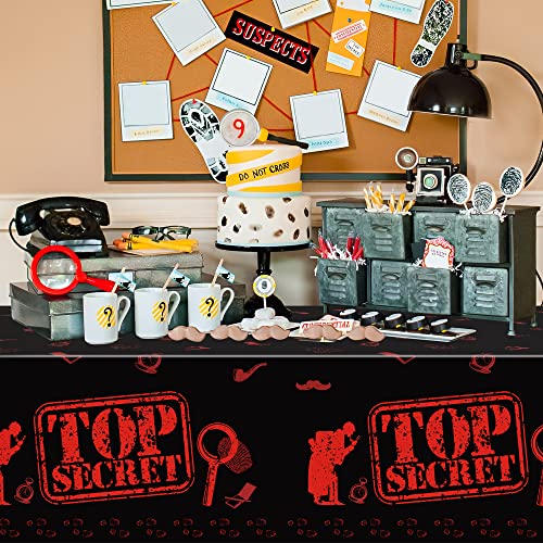 Image of K1tpde 3PCS Spy Party Tablecloths for Kids Birthday Secret Agent Theme Table Covers Spy Plastic Table Cloth Secret Themed Party Decorations for Boys