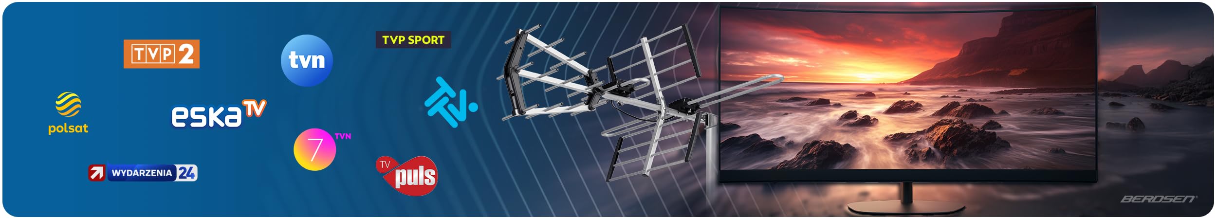 Berdsen DVBT2 Antenna con amplificatore interno 12 dB - Portata fino a 80 km - Antenna esterna esterna esterna - Filtro LTE - Full HD Ultra HD 4K