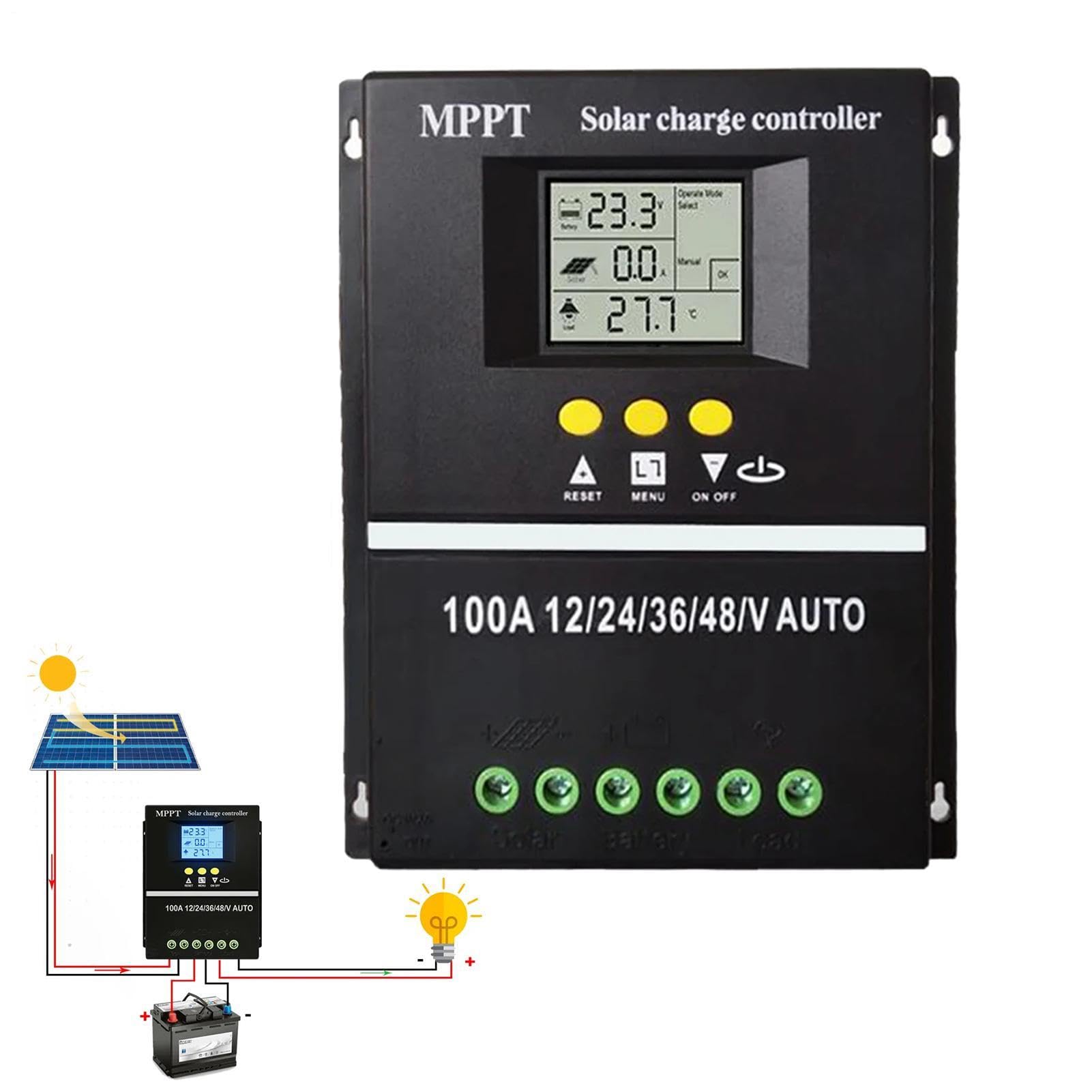Regulador de panel solar | Regulador de carga solar ajustable con pantalla