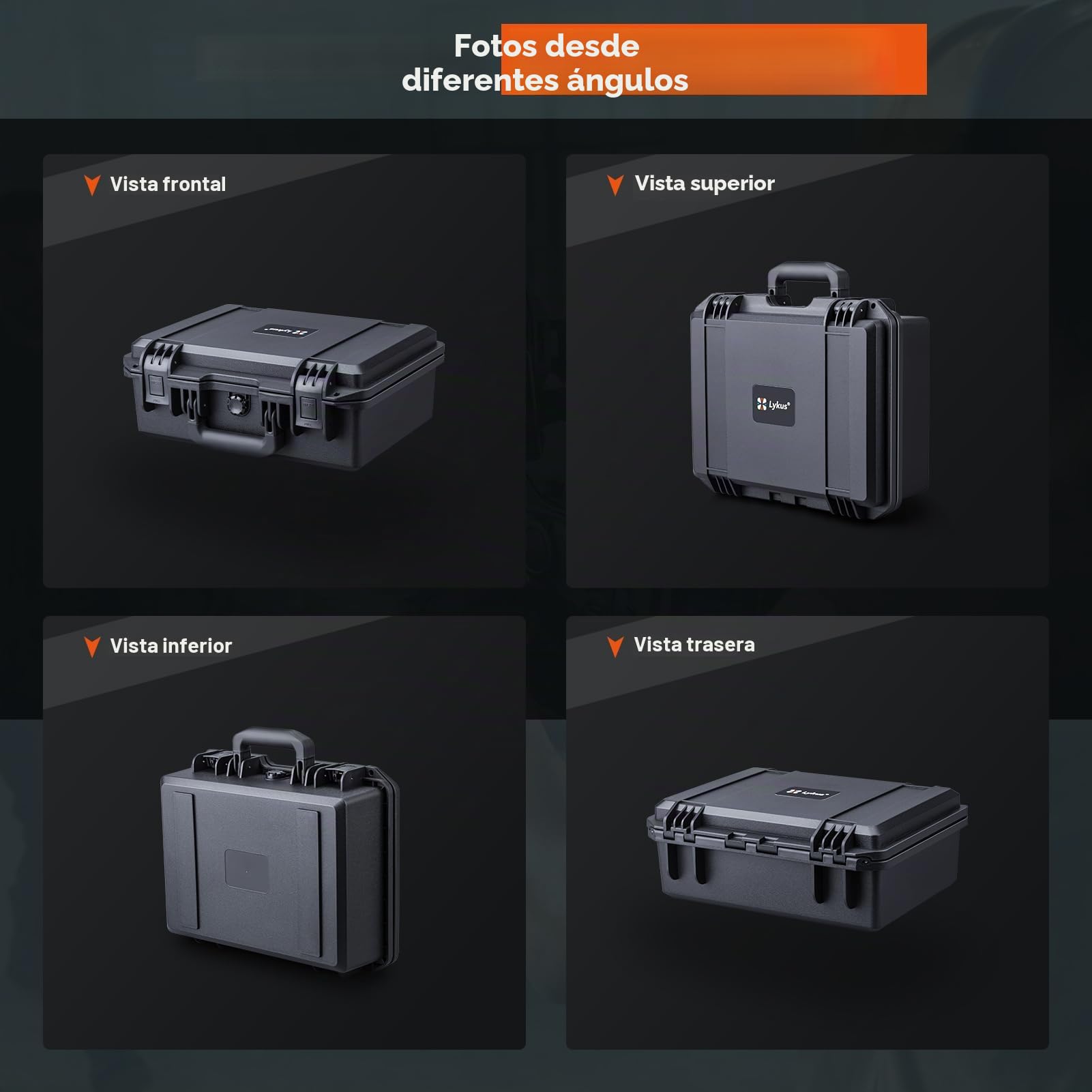 Lykus HC-3511 Maletín/Maleta/Estuche/Case rígida Impermeable con Espuma Personalizable, Tamaño Interior 34,9x24,69x13,49 cm, Adecuado para electrónica y más | Espuma impermeable IP67, apta para cámaras, lentes, equipos electrónicos y más