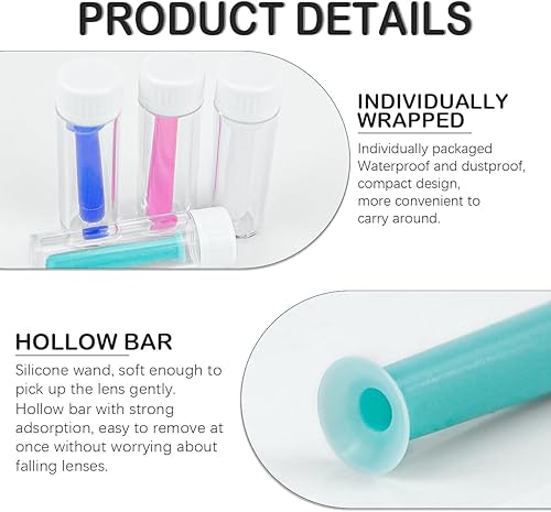 Miniatura 4 de Herramienta de inserción de removedor de lentes de contacto portátil de silicona aplicador con botella de plástico para lentes duros