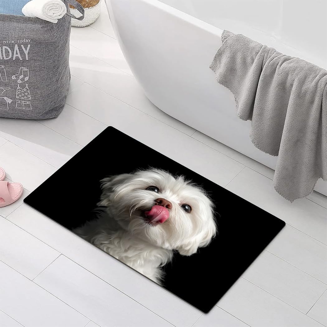 Dog in Blanket Printed Bathroom Rug Non - Slip Washable Rubber - Backed Bath Mat 16"x24"