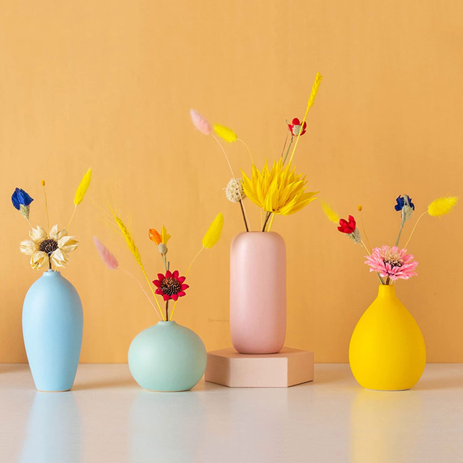 Set 3 Vasi Decorativi Moderni Sonwaha - Blu, Verde, Arancione Per Centrotavola E Casa