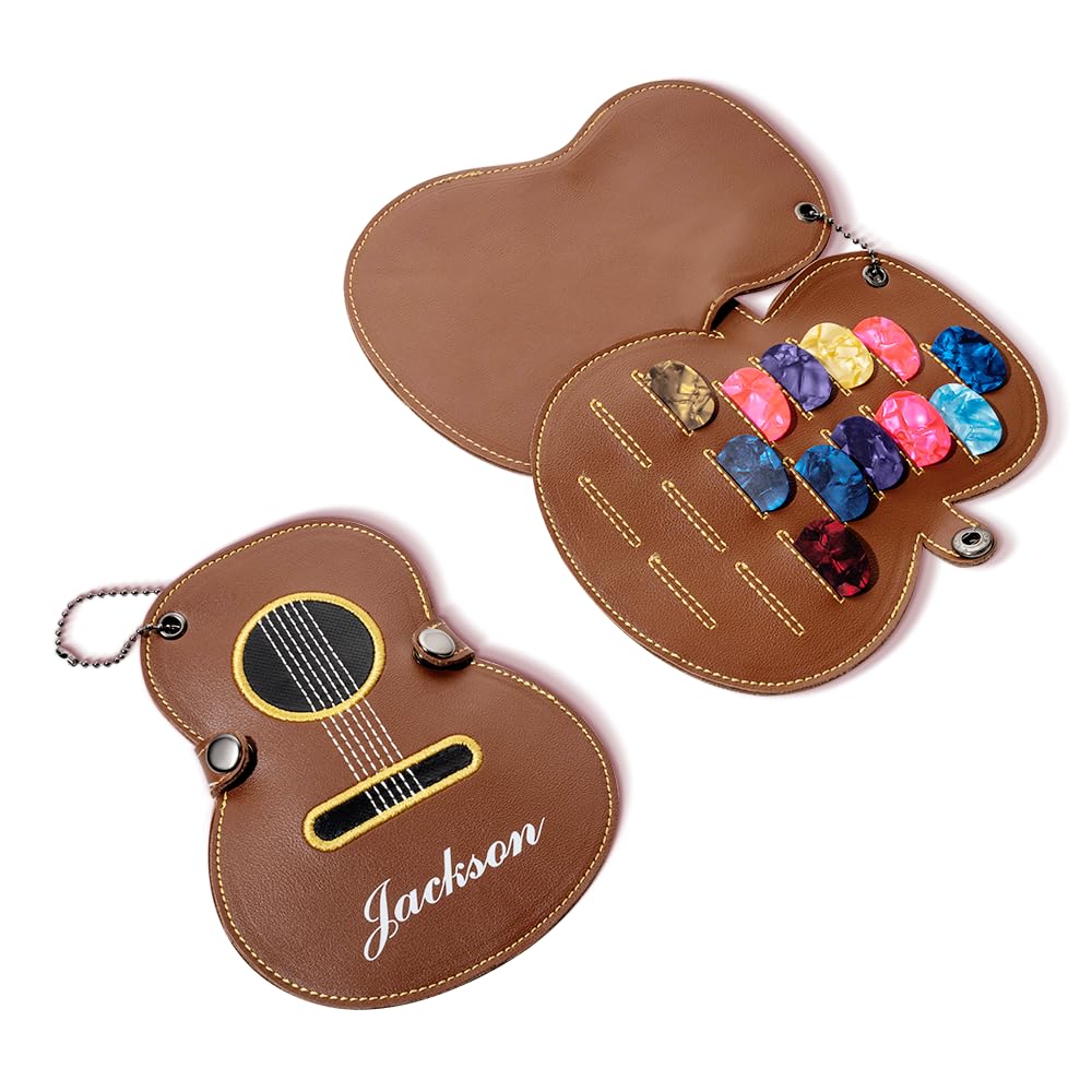 Glooraca Porte-clés Cuir Personnalisé Pour Médiator Guitare - Gravure Offerte