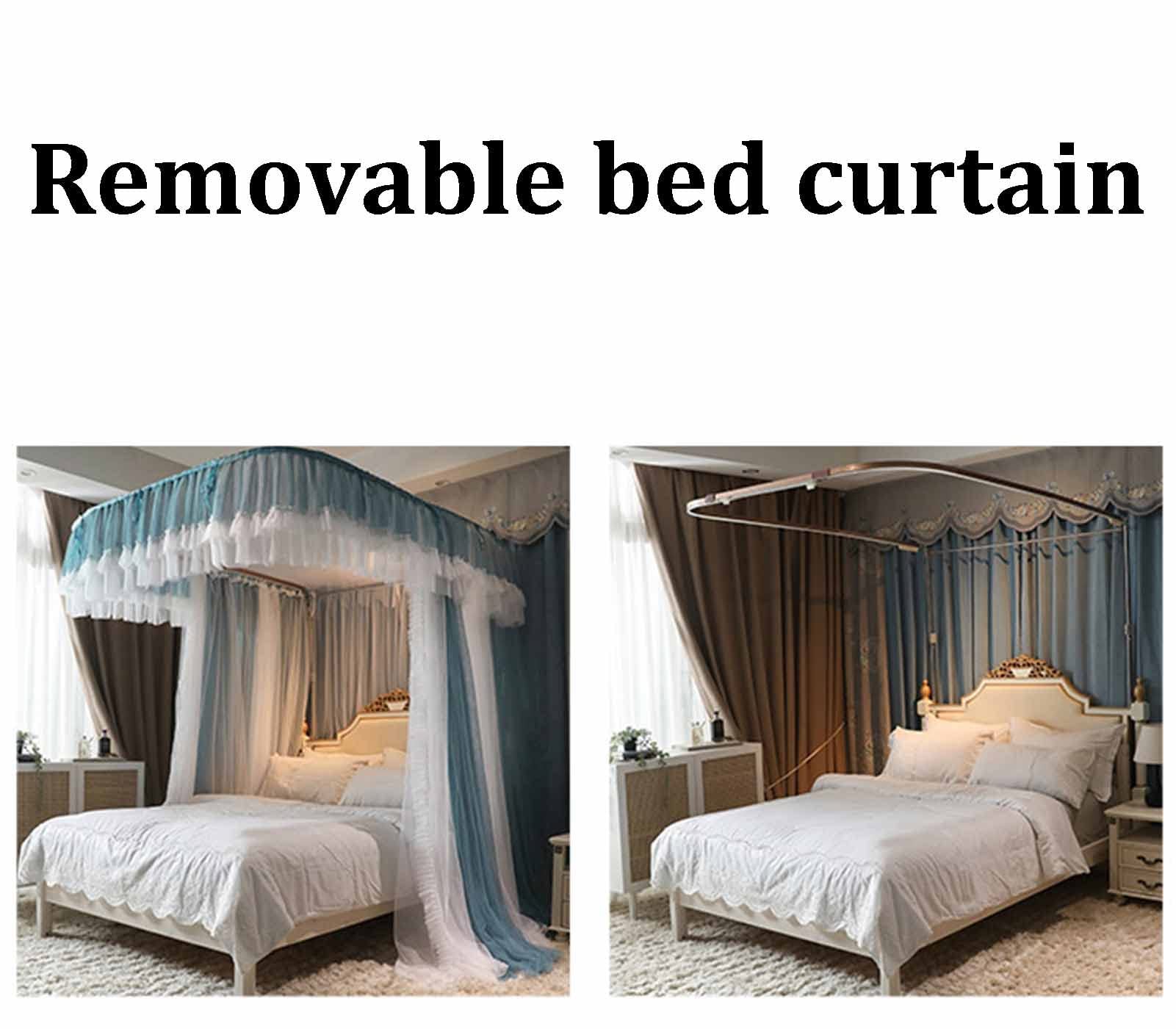 Mosquitera con dosel para Cama para Cama de 2m/6,6 pies, Cortina de Cama de Lujo con riel en U Ajustable en Altura (Style 1 200x210x200cm)