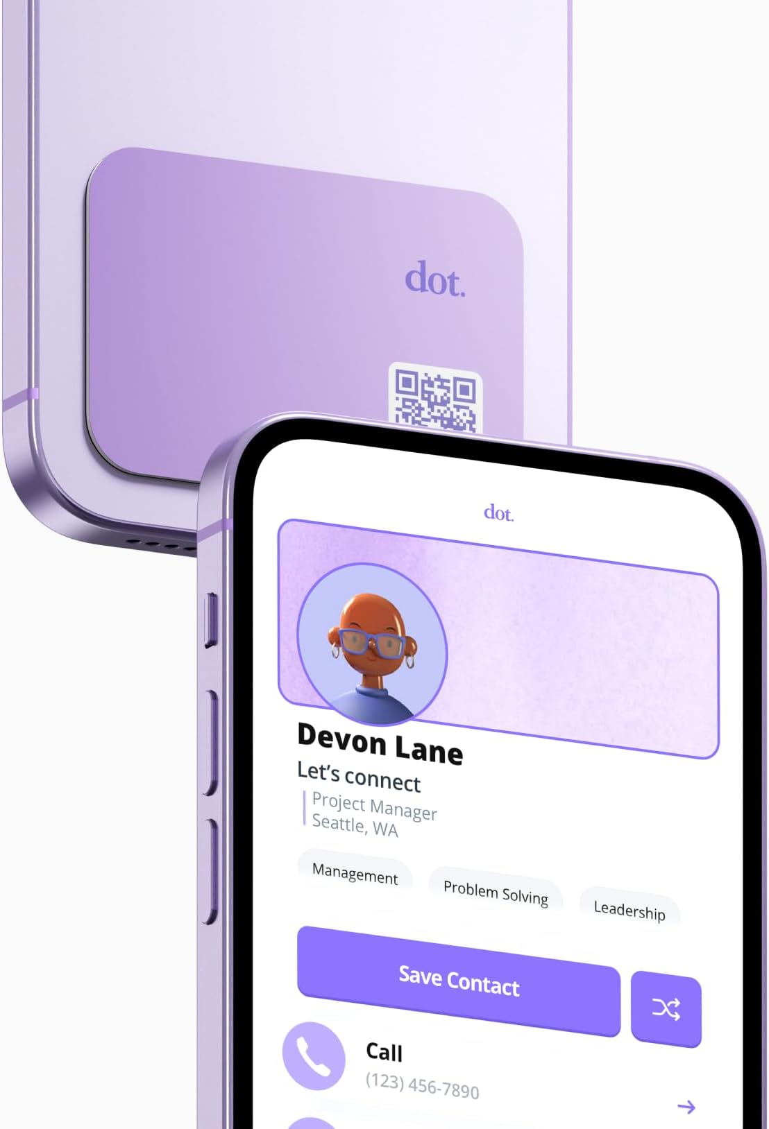dot. Thin - Digital Business Card - Tap Compatible with iPhone & Android (Purple)