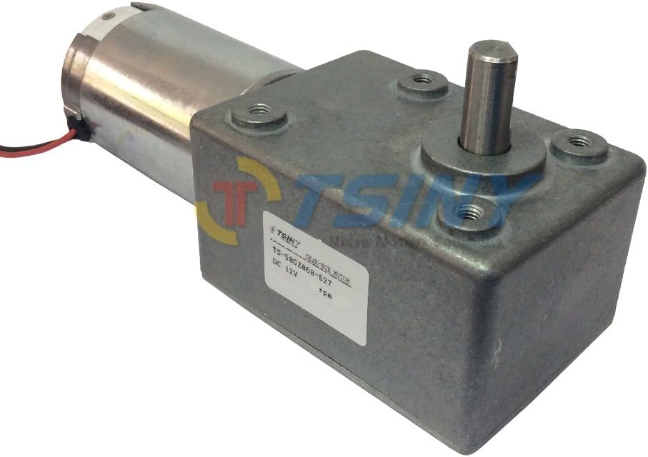 TSINY High Torque DC 12V Reversible Geared Reducer DC Motor with 9RPM Speed 10mm Out Shaft