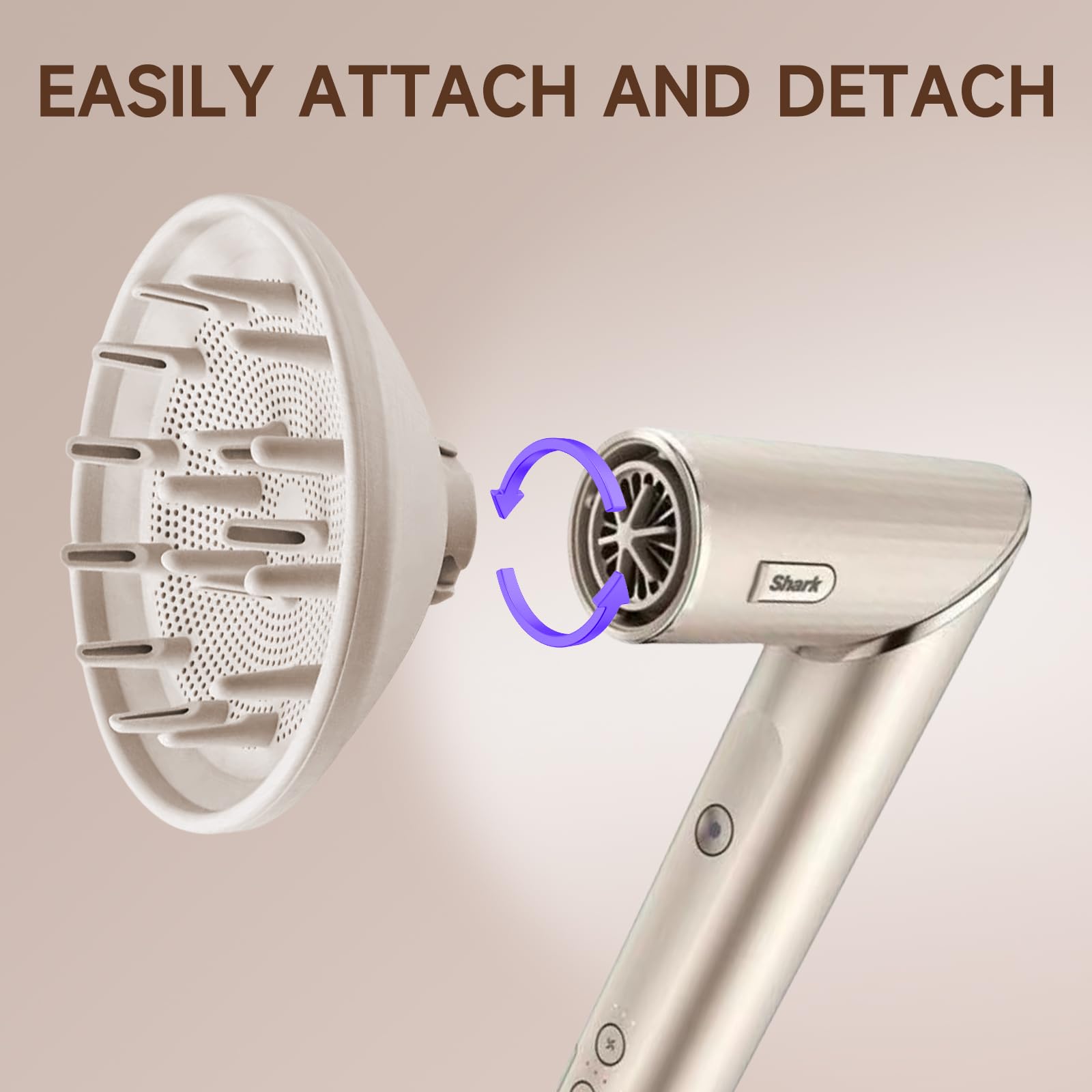 Accesorio difusor giratorio de 360° compatible con secadores de pelo Shark FlexStyle, herramienta de peinado, secadora de alisado de cabello, accesorios magnéticos para soplador, color beige 5