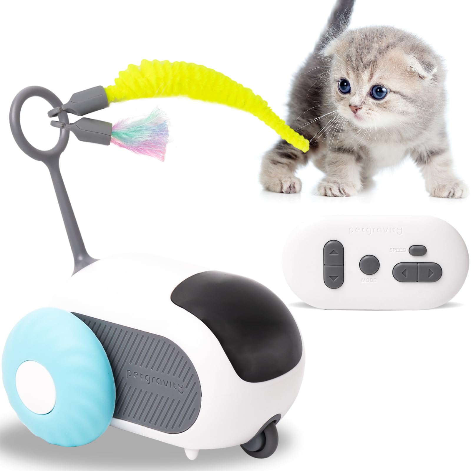 Cat Toy Samozatrudnienie, Cat Toy Elektryczne, Interaktywna 2-piórkowa zabawka kotów, Kontrolowalna obrotowość, Zabawka dla kota do samodzielnego zajęcia, zabawka dla kotów, elektryczna automatyczna