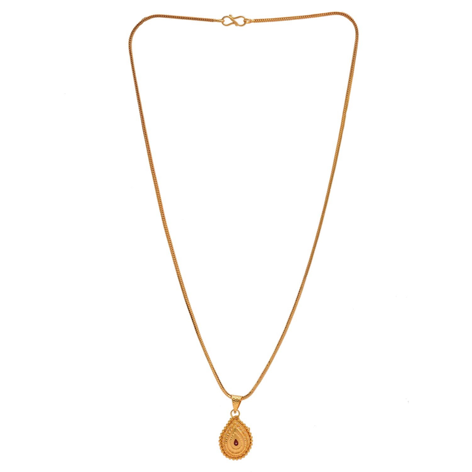 Round Gol/Heart Style Meena Work Plated Locket/Pendant with Chain