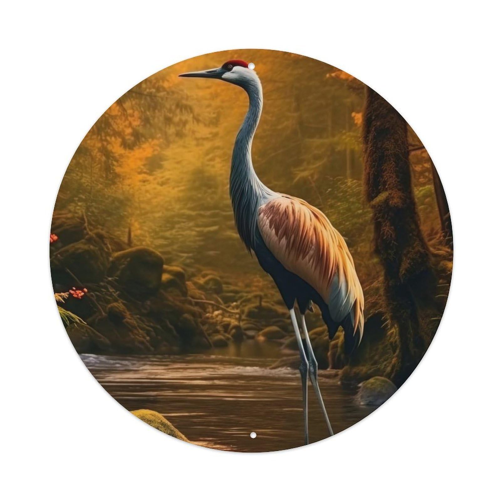 Animal Birds Red-crowned Crane Vintage Metal Tin Sign Plaque Wall Decor for Cafe, Club Bar, Office, Garden Metal Poster 8x8Inch