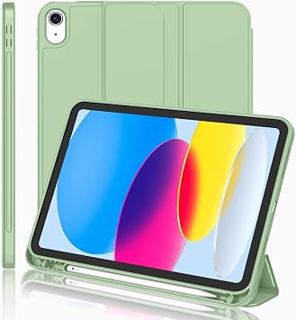 iPad 11. Nesil 11 in , 2025 / iPad 10. Nesil 10.9 in , 2022 ile Uyumlu K l f   Kalem B lmeli,   Katlan r Standl , Yumu ak TPU Arka Kapak, Uyku/Uyanma  zellikli Smart Cover A k Ye il