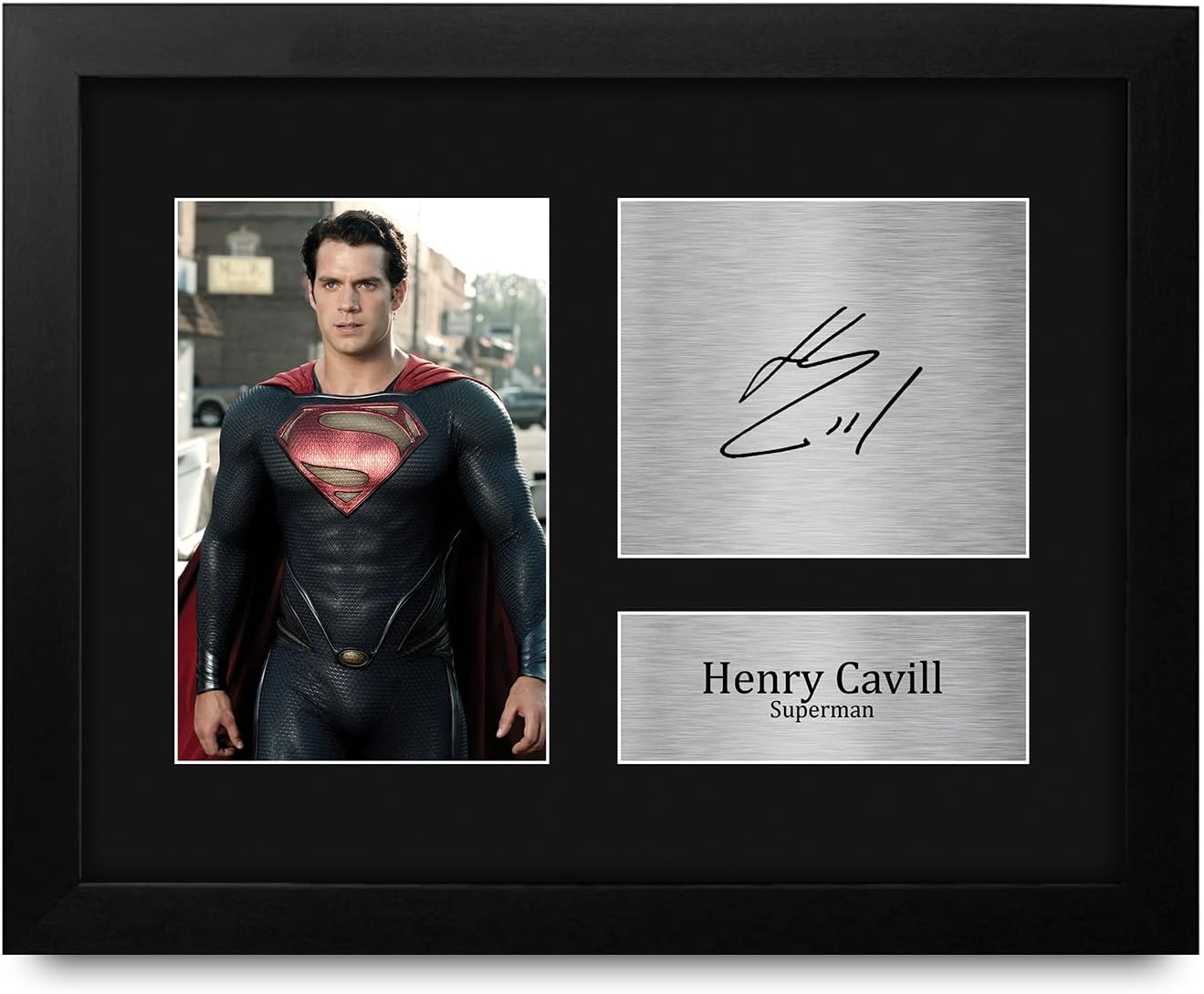 HWC Trading Henry Cavill DCEU Superman Framed Gifts Printed Signed Autograph Picture for Movie Memorabilia Fans - US Letter Size