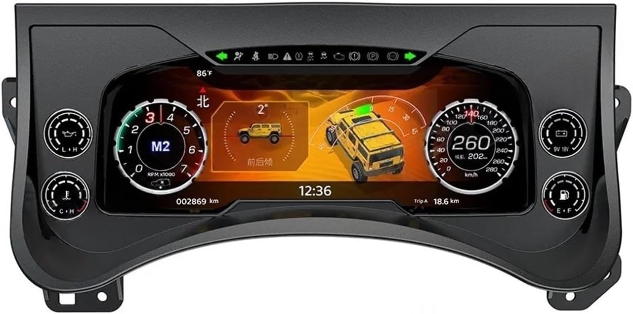 Car Dashboard Speedometer, Virtual Cockpit LCD Instrument Device, Digital Cluster 12.3‘ Screen Compatible with Hummer H3 2005-2010 gauges