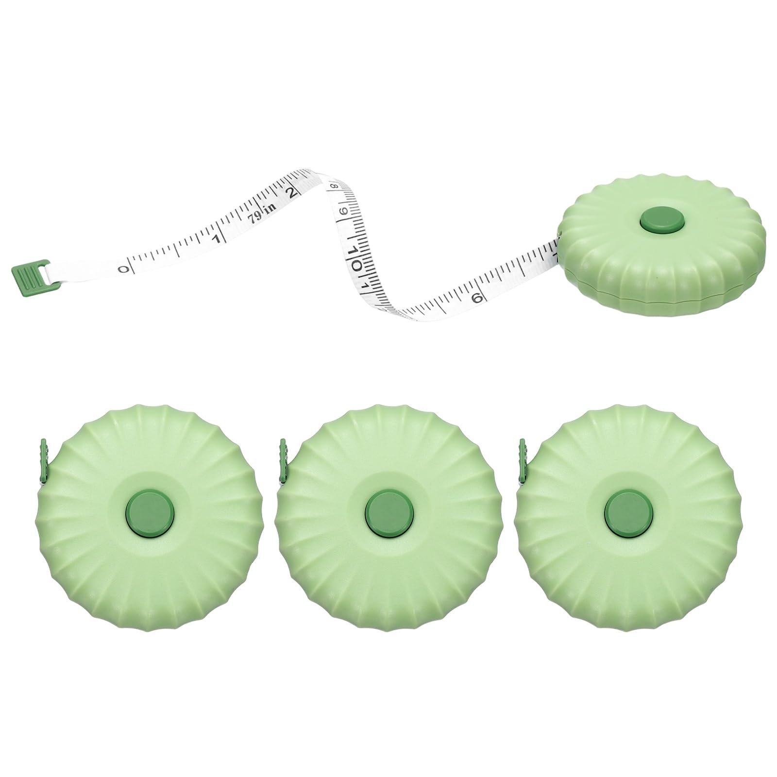 sourcing map 4Pcs Soft Tape Measure 200cm/79" Double Scale Retractable Mini Cartoon Measuring Tape Cute Tape Measurer for Sewing Craft Cloth Fabric Tailor Weight Loss Body Measurements, Green