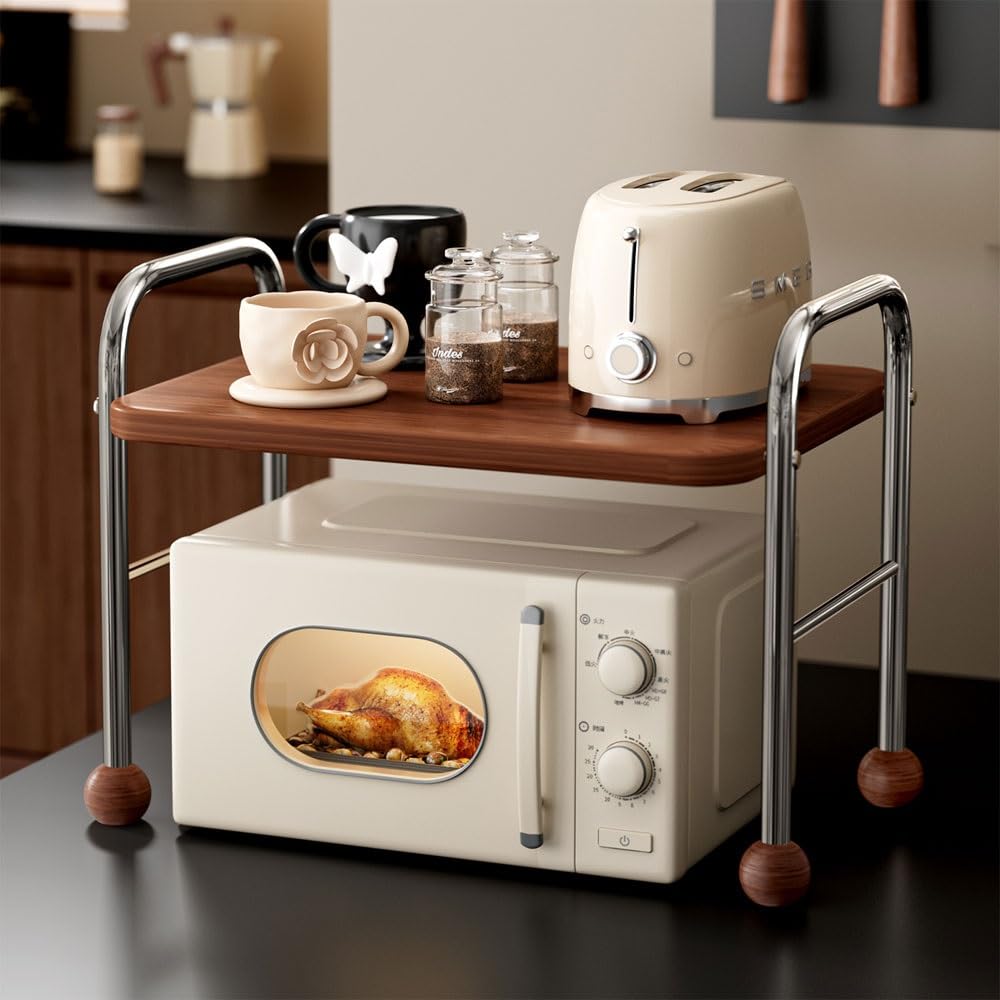 Microwave Stand, Countertop Kitchen Storage Rack(Silver,50cm-19.7in)