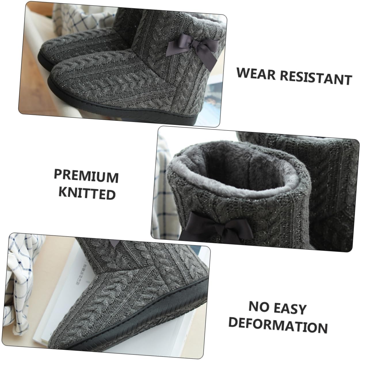 SOIMISS botas de nieve de mujer botas de suéter Zapatillas de casa zapatillas termicas mujer winter boots for women calientes de invierno de piso Empeine: Punto Dark Grey