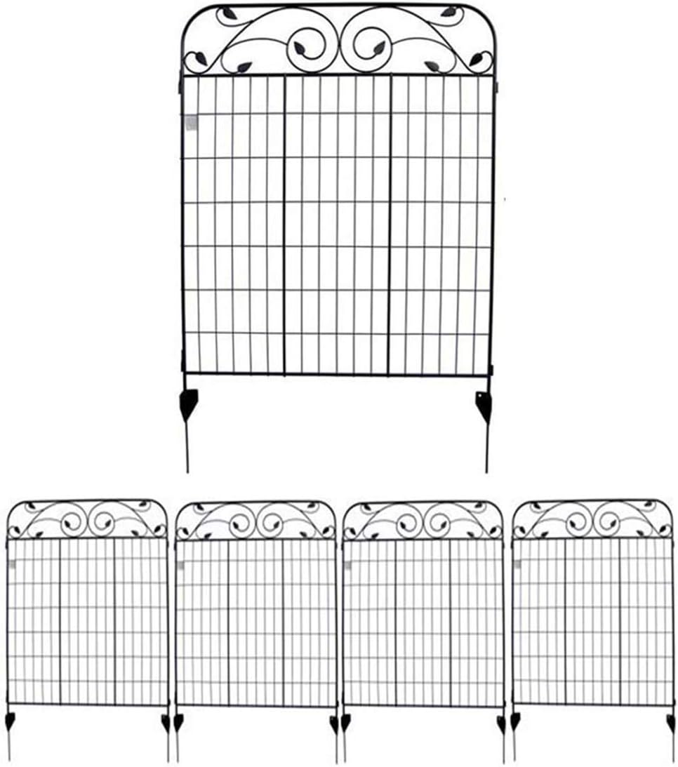 MTB Black Coated Steel Decorative Garden Fence Panel 8 Leaves, 44 x 36-inch (Pkg of 4, Linear Length 12 feet) Metal Border Folding Fence