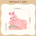 Honagu Cute Stapler, Cartoon Stéréoscopique Silicone Stapleur, Papeterie de bureau Cadeau pour les enseignants d'élèves (Pink Rabbit)