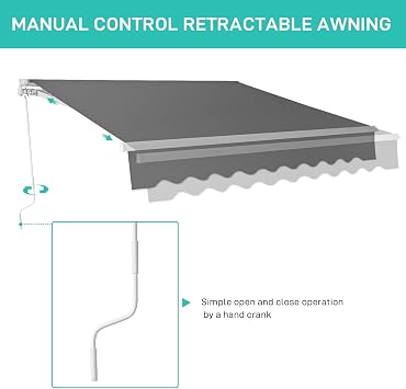 Gray 13X8FT Patio Awning Retractable Outdoor Sunshade Shelter Height Adjustable Sunsetter Awning UV Protection for Backyard Garden,Outdoor Sun Shade Patio Awning