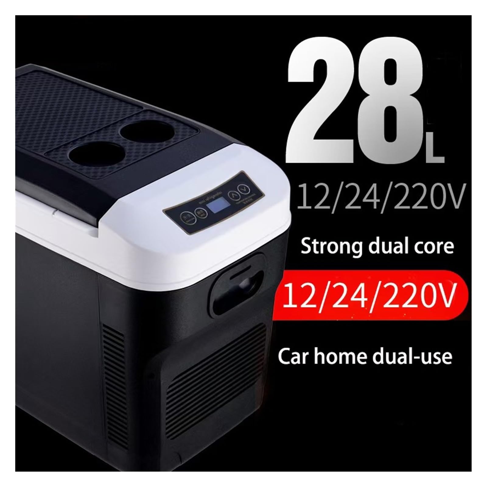 Mini refrigerador for Coche de 28 litros for Acampar al Aire Libre, electrodomésticos, refrigerador, Calentador, refrigeración y Calentamiento de 12/24 V.(28L JPN Plug)