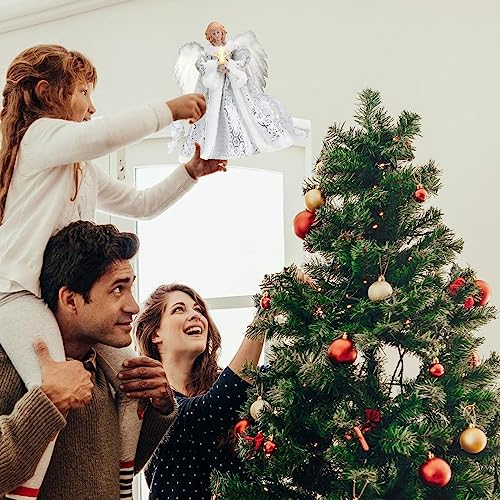 Weihnachtsbaumspitze für Weihnachtsengel | Engel-Weihnachtsbaumspitze | beleuchtete Engel-Baumspitze | Engelsfiguren Baumspitze für Weihnachtsbaumschmuck, Weihnachtsfeier-Zubehör, Weiß