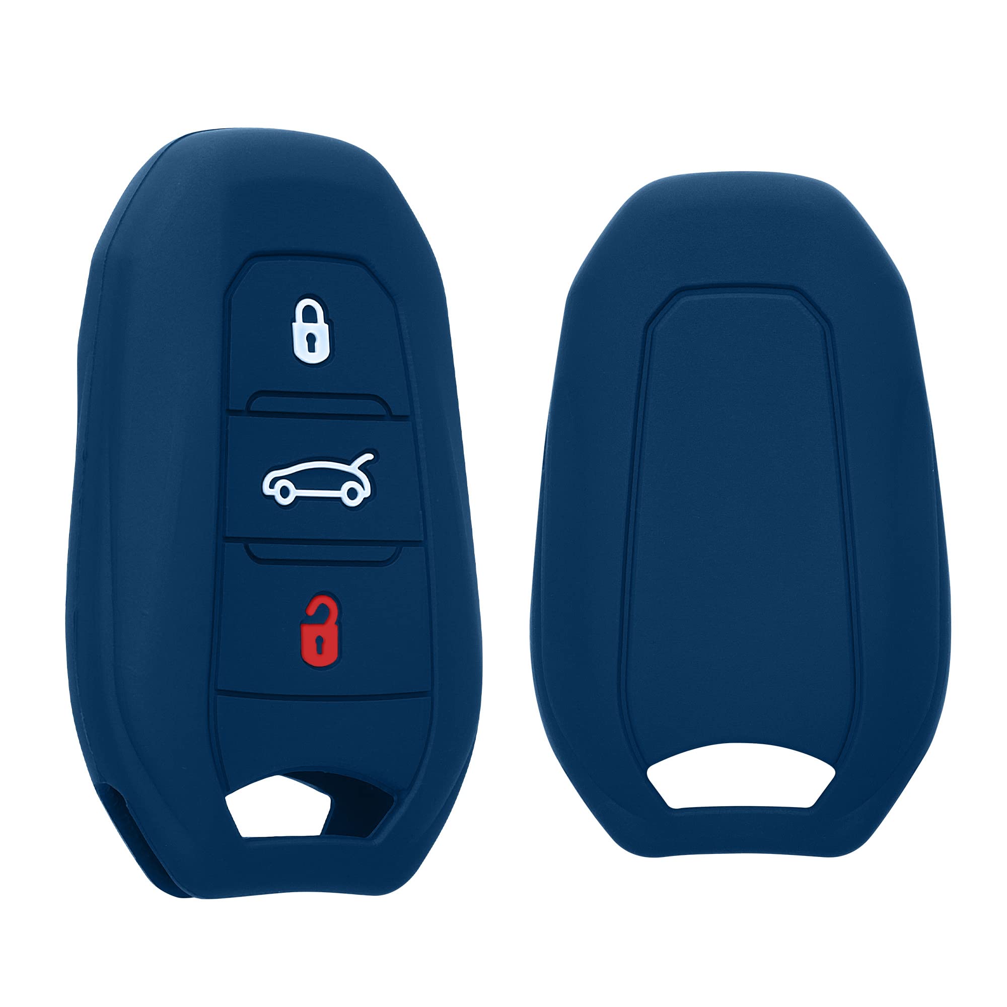 kwmobile Akcesorium do kluczyka samochodowego kompatybilne z Peugeot Citroen Smartkey (tylko Keyless Go) 3-przyciskowy - miękki silikonowy futerał do kluczyka samochodowego ciemnoniebieski
