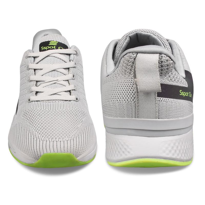 Image of SSPOT ON Black P.Green Men's Running Lightweight Breathable Shoes with Memory Cushion