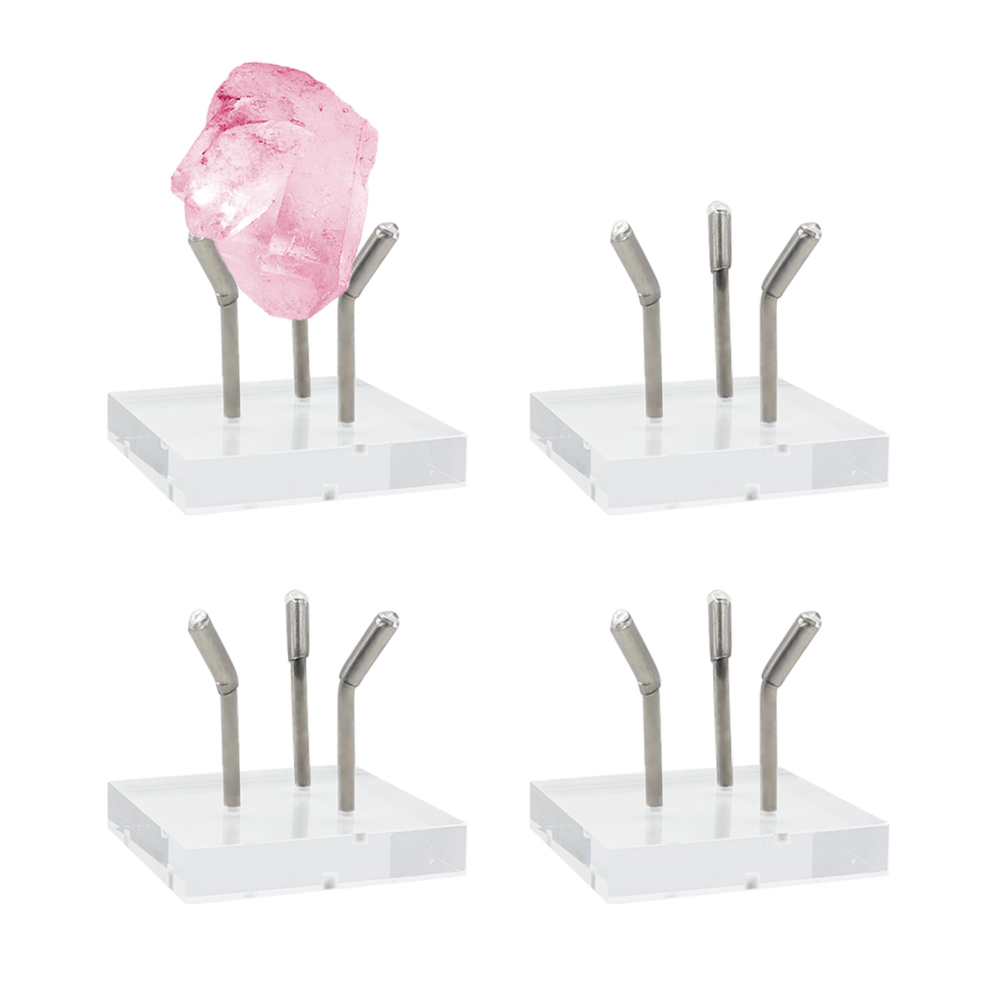 Présentoir de géode en acrylique transparent avec pinces métalliques réglables x4