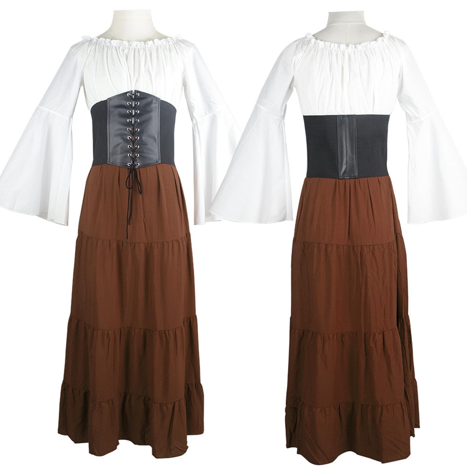 Elegante Abito Drappeggiato per Halloween con Maniche Palloncino, Perfetto per Eventi Cosplay nel 2024.