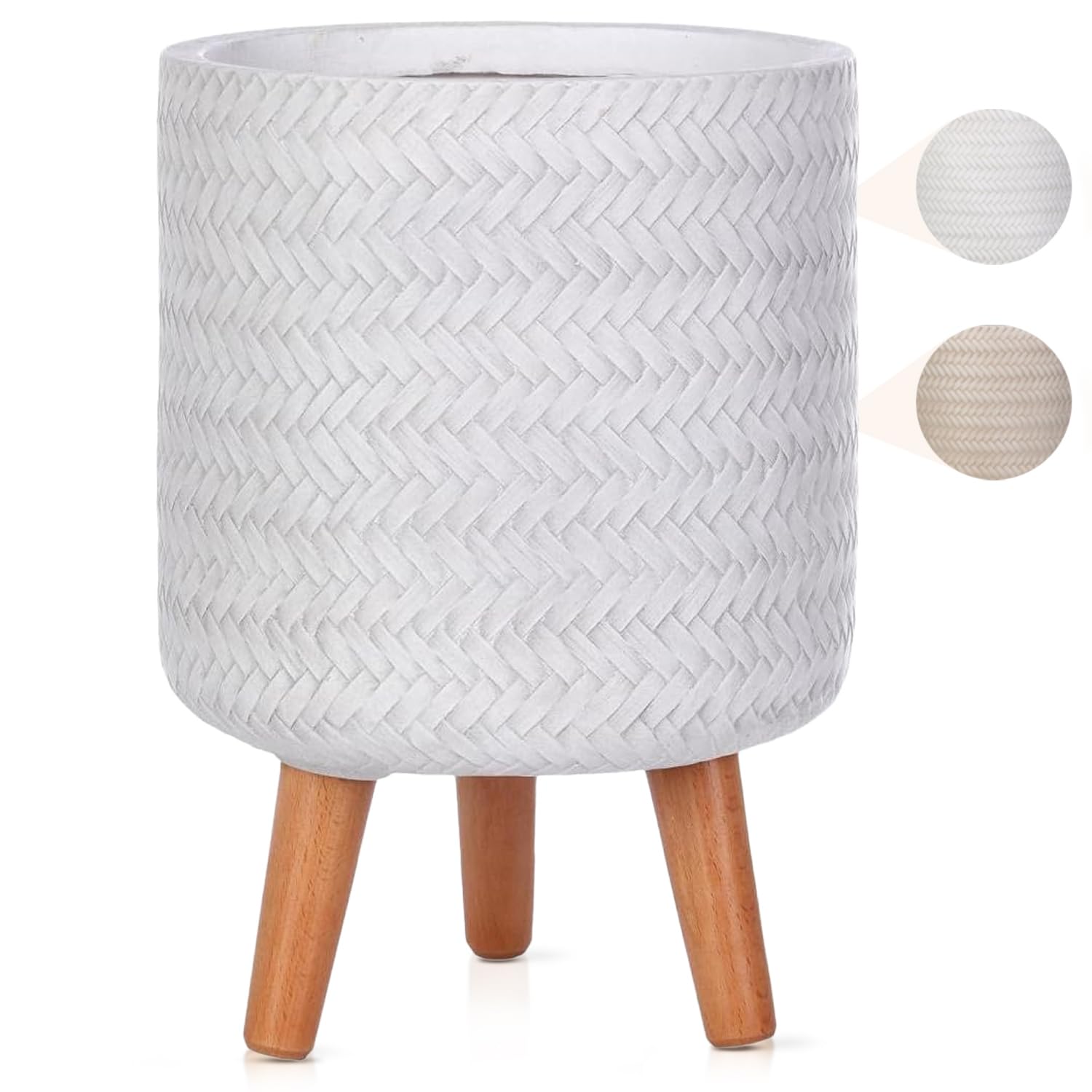 IDEALIST Plant Pots 20cm Indoor Plant Pot, White Reinforced Stone, 7L