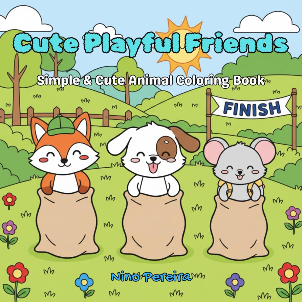 Cute Playful Friends: Simple & Cute Animal Coloring Book