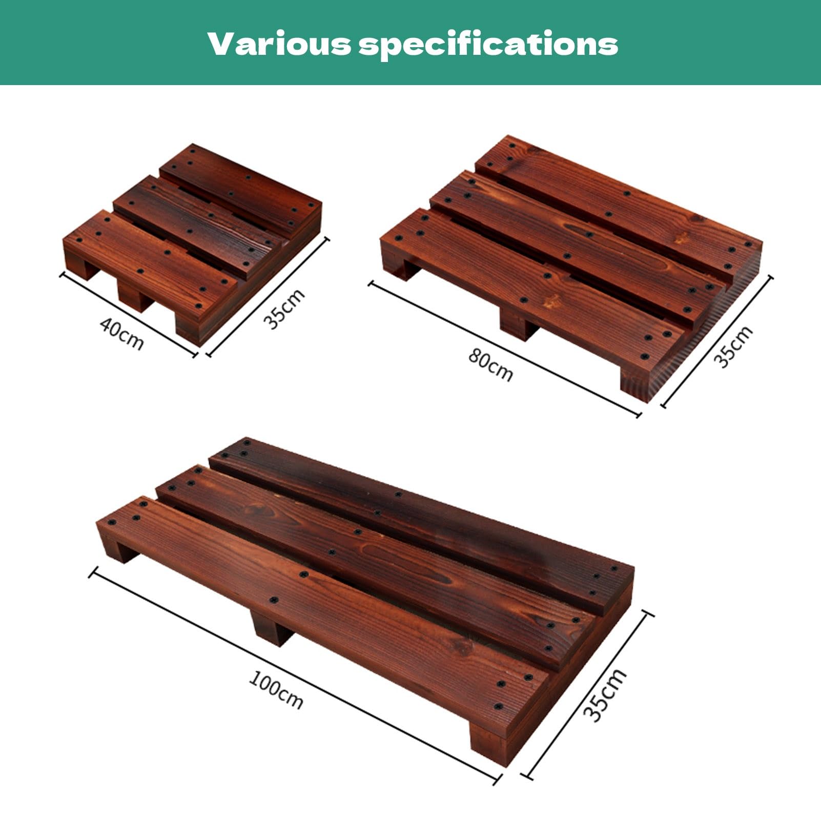 Sgabello in Legno con pedana Bassa in Legno carbonizzato, Sgabello a Un Gradino per Comodino, Bagno, Cucina, Giardino (Non Richiede Montaggio)(80x35x10cm)