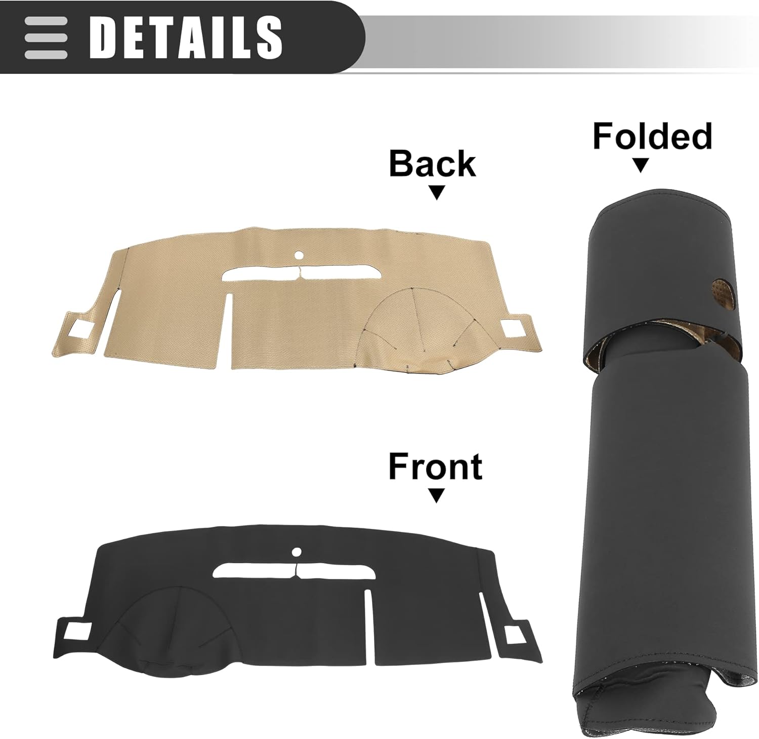 Motoforti Automobile Dashboard Cover Mat,for GMC Sierra 1500 2007-2014,Faux Leather,Black