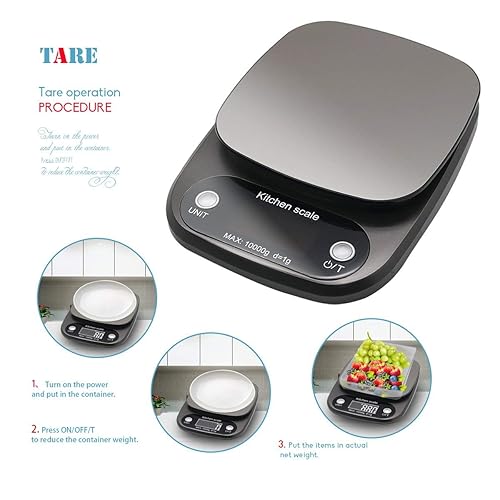 Miniatura 2 de Báscula digital de alimentos, escala de cocina de 22 libras que mide en gramos, onzas y ml para pérdida de peso, hornear, cocinar, graduación