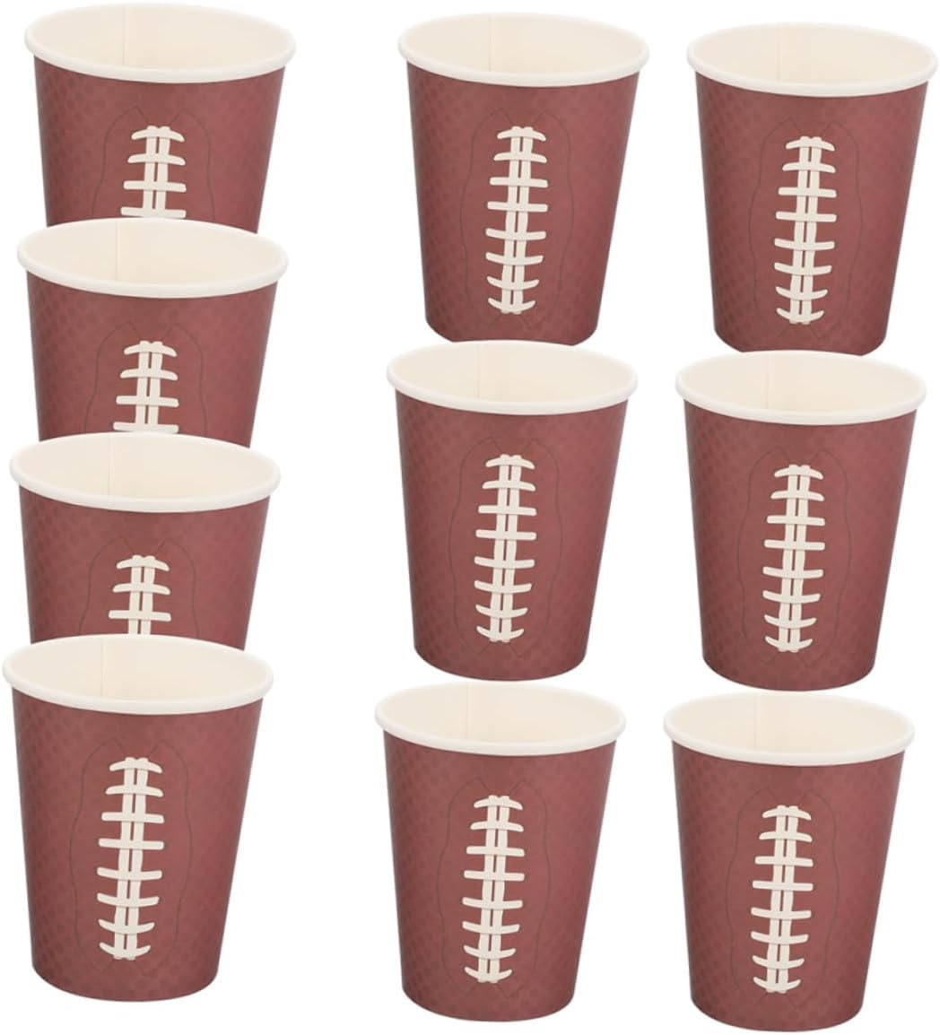 MAGICLULU 48pcs Rugby Paper Cups Thickened Disposable Paper Water Cups Brown Color for Sports Events Game Day Parties and Birthdays